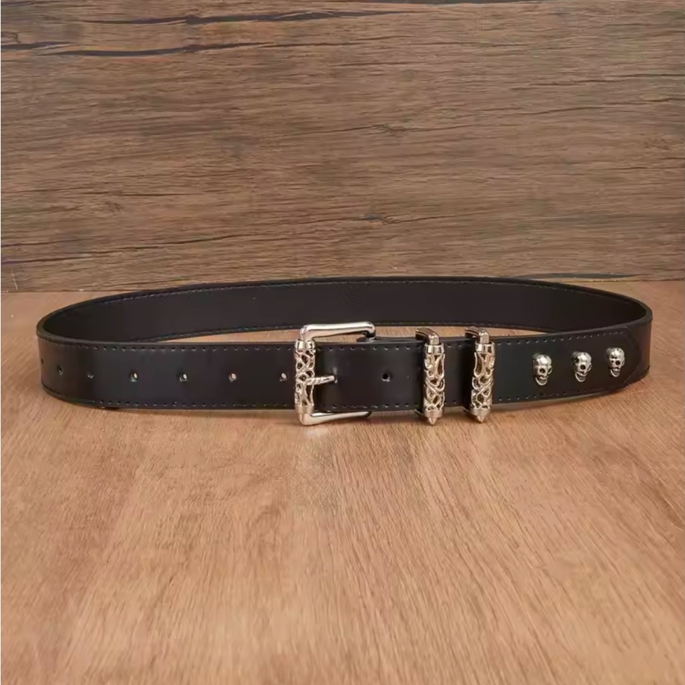Black Skull Buckle Belt